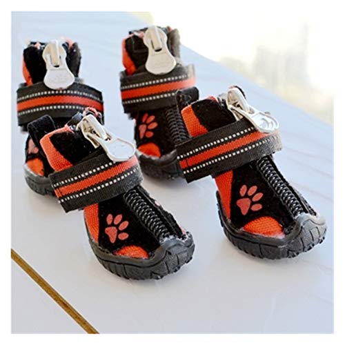 Hundeschuhe Wasserdichter Kleiner großer Hund golden Retriever Stiefel Winter warme große Haustier Schuhe Anti-klid verschleißfest pfotenschutz (Color : Red 4pcs Set, Size : 5) von GSJNHY