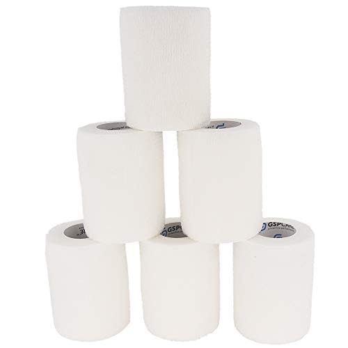 GSPCARE Selbsthaftende Bandage 5 cm x 4,5 m, 12 Rollen Elastisch Kohäsiver Verband Tierverband Selbstklebend, Haftbandage für Schwellungen der Knöchelverstauchungen am Handgelenk ( Schwarz ) von GSPCARE