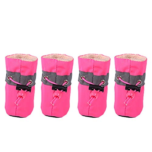 4 stücke Winter Warme Hundeschuhe Anti-Rutsch Pet Schuhe Für kleine Hunde Katzen Chihuahua Dicke Schnee Hundestiefel Socken Hundeschuhe 871 (Color : Pink, Size : M) von GSXLZ