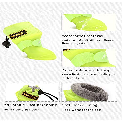 Hund Regenstiefel für kleine mittelgroße Hunde wasserdichte Hundeschuhe Winter Warme Welpen Schnee Stiefel Weiches Silizium Verstellbar Anti-Rutsch Hundeschuhe 871 (Color : Green, Size : 13.5 22kg) von GSXLZ