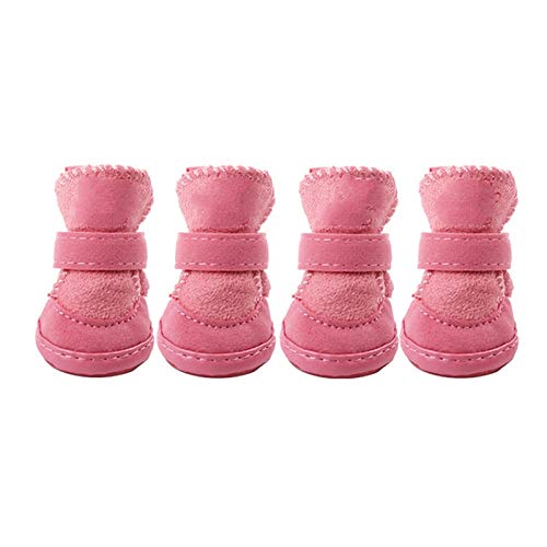 Warme Haustierhundkatze Winterschuhe für Hunde rutschfeste Hund Schneeschuhe Chihuahua Schuh Hundeschuhe 871 (Color : Pink, Size : 1) von GSXLZ