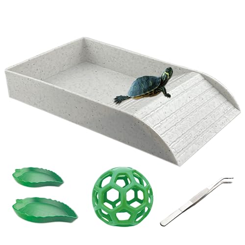 GSYUWIH Schildkrötenlebensraum mit Pisten, Schildkrötenlebensraum-Set mit Schildkröten-Wasserschale, Futterzange und Futterball, Schildkrötenzubehör für Schildkröten, Schildkröten, Eidechsen, von GSYUWIH