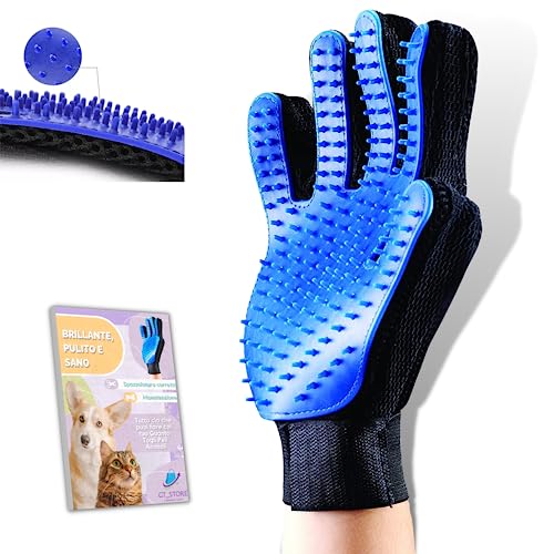 GT_STORE | Handschuh für Katzen, Hundehandschuh, Tierhaarentferner, Tierhaarentfernungshandschuh, sehr weiche Massage mit kostenlosem eBook (blau) von GT_STORE