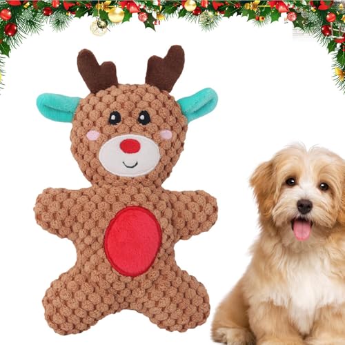 GTFYUDGH 12x18cm Ausgestopftes Weihnachts-Hundespielzeug - Hundespielzeug Rentiere Weihnachten, Hunde Gefüllte Weihnachts Spielzeuge, Weihnachten Plüsch Hundespielzeug, Quietschendes Rentiere von GTFYUDGH