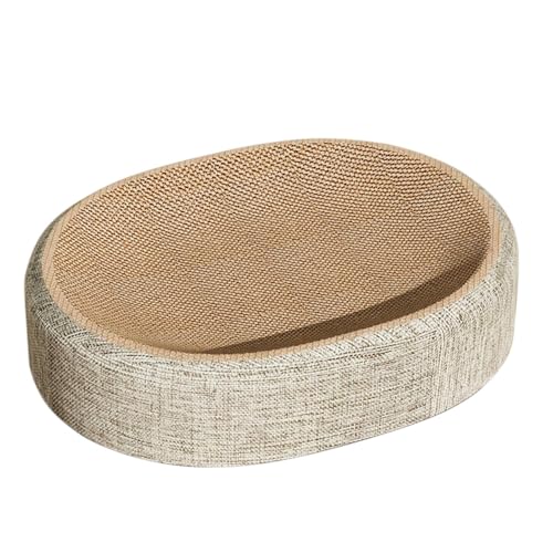 GTFYUDGH 41x31x10cm Katzenkratzbrett, Sisal Gebogene Katzenkratzer, 2 In 1 Kratzbrett, Katzen Kratzmöbel, Verschleißfestes Katzenbett, Ovale Kratzbrett, Kratzlounge Katzenbett Für Indoor Outdoor von GTFYUDGH