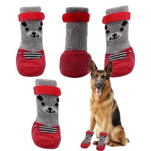 GTFYUDGH Hundepfoten-Schuhe, wasserdichte Hundeschuhe - Anti-Rutsch-Hundestiefel für den Winter,Pet Supplies Atmungsaktive Hundestiefel, Verstellbarer Riemen, Pfotenschutz für Spaziergänge im Freien, von GTFYUDGH