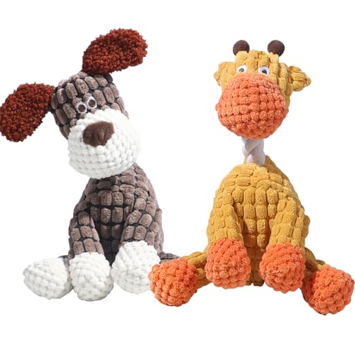 GUAHKUN Hundespielzeug Quietschend, Waschbares Kauspielzeug Hund Kuscheltier Unzerstörbar, Robustes Kuscheltier Für Welpen Und Große Hunde, Lustig Dog Toy Hundespielzeug Welpenspielzeug (C+D) von GUAHKUN