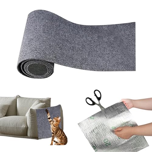 GUAHKUN Self-Adhesive Scratching Boards, Kratzmatte Katze, Kratzmatte Selbstklebend, 200 cm x 40 cm Kratzteppich Katze, Cat Wall Rug, DIY Scratching Board (Dunkelgrau) von GUAHKUN