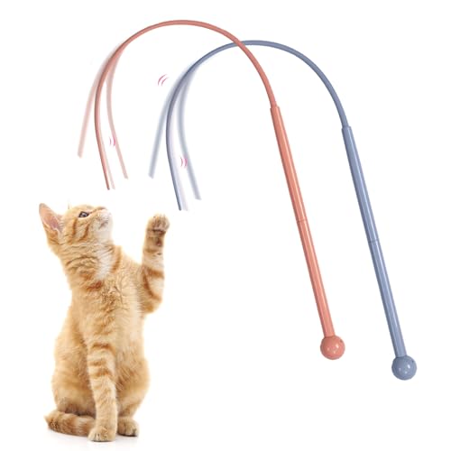 Katzenangel Lang,Katzenspielzeug,Silikon Maus Schwanz Katze Spielzeug,80 Cm Twiggle Tail Katzenangel,Silikon Teaser Katzenstab Interaktive Katzenspielzeug Selbstbeschäftigung Für Indoor-Spiel (2Pcs) von GUAHKUN