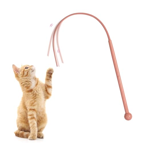 Katzenangel Lang,Katzenspielzeug,Silikon Maus Schwanz Katze Spielzeug,80 Cm Twiggle Tail Katzenangel,Silikon Teaser Katzenstab Interaktive Katzenspielzeug Selbstbeschäftigung Für Indoor-Spiel (Rosa) von GUAHKUN