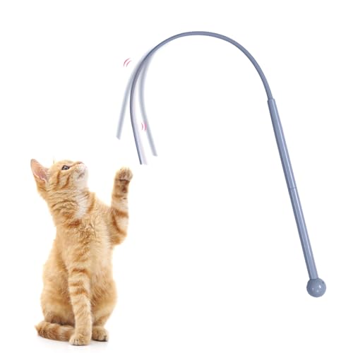 Katzenangel Lang,Katzenspielzeug,Silikon Maus Schwanz Katze Spielzeug,80 Cm Twiggle Tail Katzenangel,Silikon Teaser Katzenstab Interaktive Katzenspielzeug Selbstbeschäftigung Für Indoor-Spiel (Blau) von GUAHKUN