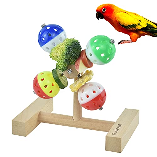 GUANLANT Rotierender Vogelspielzeug, Futterball, interaktives Papageien-Spinner-Spielzeug, Vogelfutterstation Sittich Fußspielzeug, Kauspielzeug, Vogelkäfigzubehör für Nymphensittiche, Wellensittiche von GUANLANT