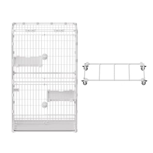 GUAWJRZDP 1/2-stöckiges Katzengehege, DIY-Katzenlaufstall, Großer Katzenkäfig, Metall, Mit Oberlicht, Mit Rädern, Plattform, Abnehmbar, Kätzchenkäfig(Wit,2-Tier) von GUAWJRZDP