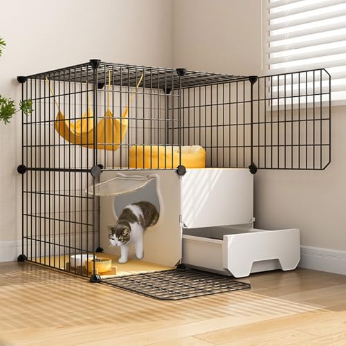 GUAWJRZDP 2/3-stöckiger Katzenkäfig, Katzengehege for Den Innenbereich mit Katzentoilette, Abnehmbarer Katzenlaufstall for, Metall Katzenhaus, for 1-3 Kätzchen(29.5x15.3x28.7in) von GUAWJRZDP