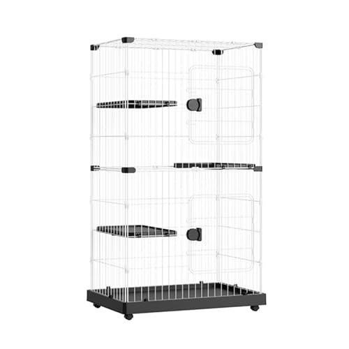 GUAWJRZDP 2/4-stöckiger Katzenkäfig, Großer Katzengehege, DIY-Katzenlaufstall, Metall Katzenhaus Abnehmbar, mit Rädern, (4tier) von GUAWJRZDP