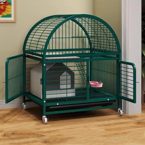 GUAWJRZDP 3-stöckiger Katzenkäfig, Katzengehege, Katzenhaus, Aus Metalldr, Kuppeldesign, Kräftiger Rahmen, Schiebetür Oben, Abschließbare Tür, for Kleine Haustiere(Green,High38.2in) von GUAWJRZDP