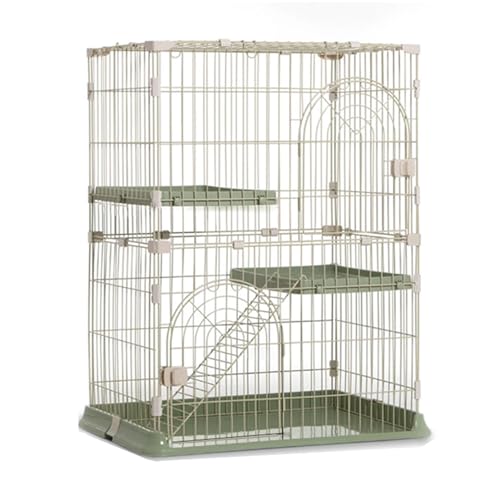 GUAWJRZDP DIY-Katzenlaufstall, 3-stöckige Katzenkäfig, Katzengehege, Abnehmbar, Großer Platz, Metallische Linie, Geräumiger Vergnügungspark, for 1-3 Katzen(Green,29.9x19.9x35in) von GUAWJRZDP