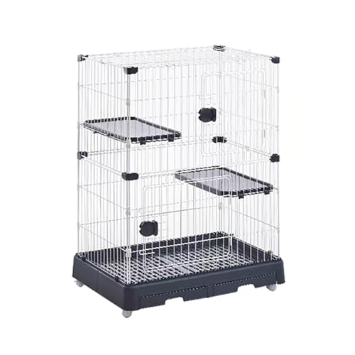 GUAWJRZDP Katzenkäfig, 2/3-stöckiger Katzengehege, Große Katzenlaufstall, Kleintierkäfig Den Innenbereich, Bewegliches Katzenhaus, Kleintierkäfig(White+Black,2-Tier) von GUAWJRZDP