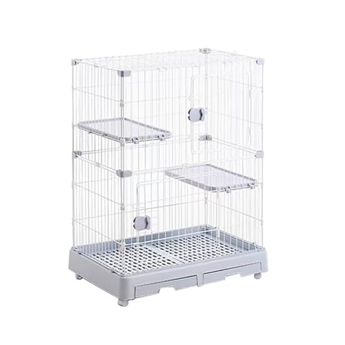 GUAWJRZDP Katzenkäfig, 2/3-stöckiger Katzengehege, Große Katzenlaufstall, Kleintierkäfig Den Innenbereich, Bewegliches Katzenhaus, Kleintierkäfig(White+Gray,2-Tier) von GUAWJRZDP