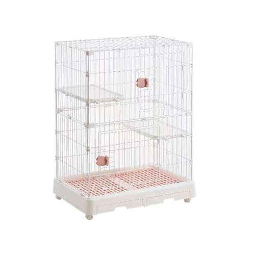 GUAWJRZDP Katzenkäfig, 2/3-stöckiger Katzengehege, Große Katzenlaufstall, Kleintierkäfig Den Innenbereich, Bewegliches Katzenhaus, Kleintierkäfig(White+Pink,2-Tier) von GUAWJRZDP