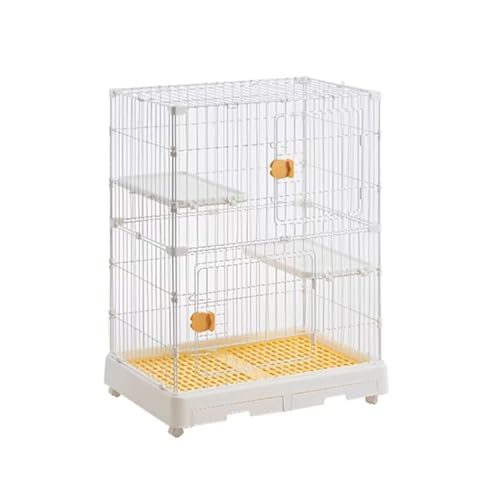 GUAWJRZDP Katzenkäfig, 2/3-stöckiger Katzengehege, Große Katzenlaufstall, Kleintierkäfig Den Innenbereich, Bewegliches Katzenhaus, Kleintierkäfig(White+Yellow,2-Tier) von GUAWJRZDP