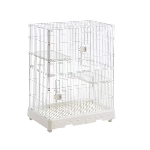 GUAWJRZDP Katzenkäfig, 2/3-stöckiger Katzengehege, Große Katzenlaufstall, Kleintierkäfig Den Innenbereich, Bewegliches Katzenhaus, Kleintierkäfig(Wit,2-Tier) von GUAWJRZDP