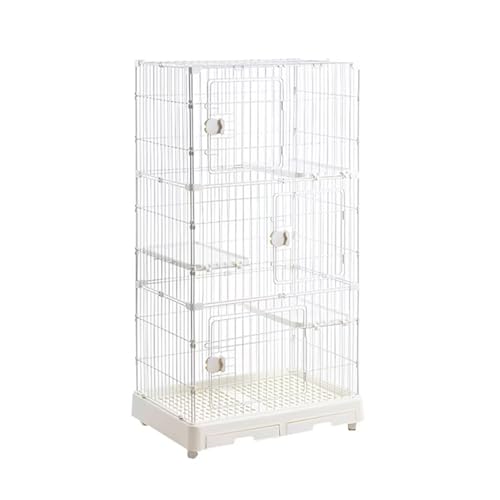 GUAWJRZDP Katzenkäfig, 2/3-stöckiger Katzengehege, Große Katzenlaufstall, Kleintierkäfig Den Innenbereich, Bewegliches Katzenhaus, Kleintierkäfig(Wit,3-Tier) von GUAWJRZDP