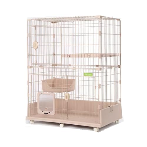 GUAWJRZDP Katzenkäfig, Katzengehege for Den Innenbereich, DIY-Katzenlaufstall, Mit Rädern Katzenhaus Abnehmbar, Katzenkäfig Für Balkon, for 1-2 Katzen(Pink,2tier) von GUAWJRZDP