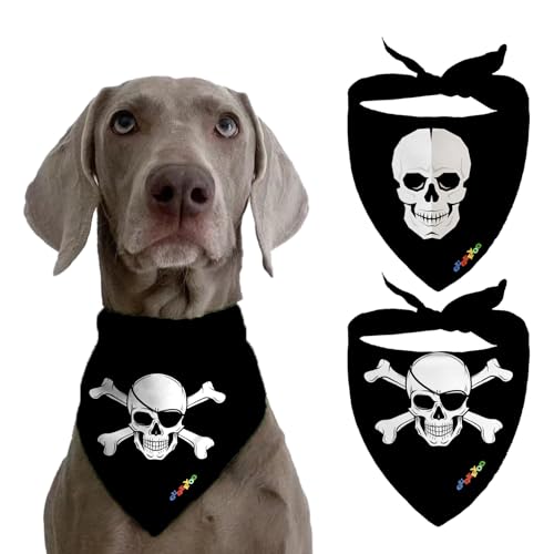 Hundehalstücher für große Hunde, Halstuch, Bandanas für kleine und mittelgroße Rassen, Hundehalstücher für Jungen und Mädchen, 2 Schichten, wendbar, 3D-Haustier-Schal, klassischer Totenkopf-Motiv, 1 von GUDEEYOO