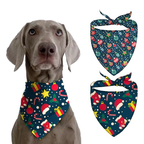 Hundehalstücher für große Hunde, Halstuch, Bandanas für kleine und mittelgroße Rassen, Hundehalstücher für Jungen und Mädchen, wendbares 3D-Hundehalstuch, 1 Stück, beliebtes Weihnachtsmuster von GUDEEYOO