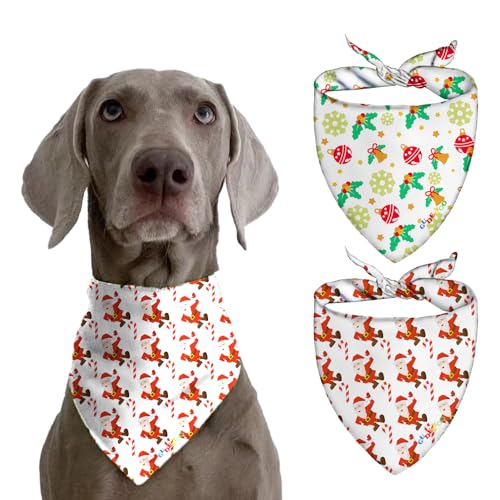 Hundehalstücher für große Hunde, Halstuch, Bandanas für kleine und mittelgroße Rassen, Hundehalstücher für Jungen und Mädchen, zweilagig, wendbar, 3D-Hundehalstuch, 1 Stück, niedlicher Weihnachtsmann von GUDEEYOO