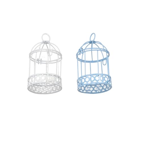 2 Stück Mini Vogelkäfig Aufbewahrungsboxen Ornament Metall Dekorative Hängende Vogelkäfig Laterne Kleine Vogelkäfig Kerzenhalter für Tisch Hochzeit Garten Party von GUEDKIKL