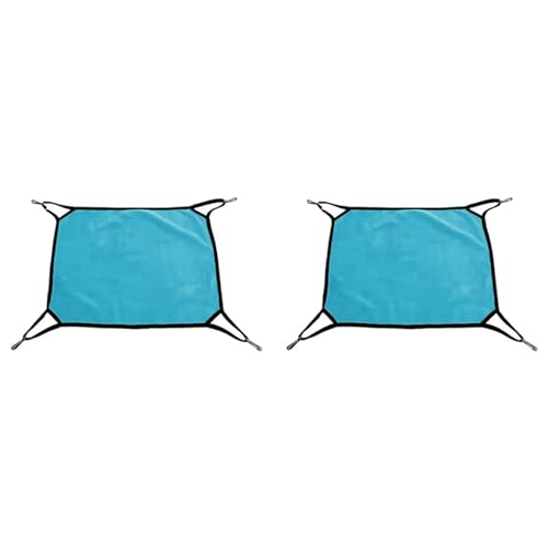 GUIJIALY 2X Katzen KäFig Hängematte mit Umkehrbaren Seiten, Katzen Hängen Matte für Haustier KäFig, Hängematten Bett mit Aufhängen für Haustier/Welpen/Kätzchen Blau von GUIJIALY