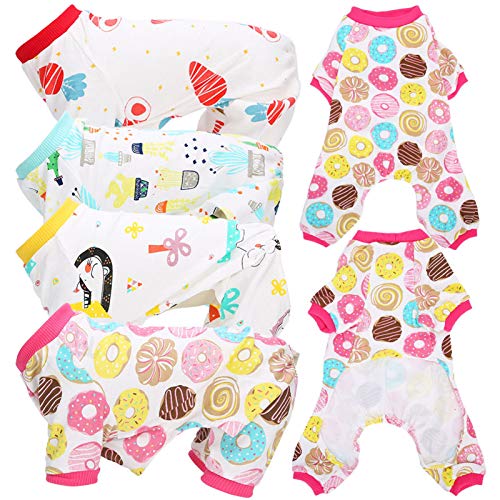 GULEEK Haustier-Frühlings- und Sommerkleidung, weich und bequem, kleine und mittelgroße Hundekleidung, Karotte, Esel, Donut, Wüstenoase, 4-teiliges Set (XL) von GULEEK