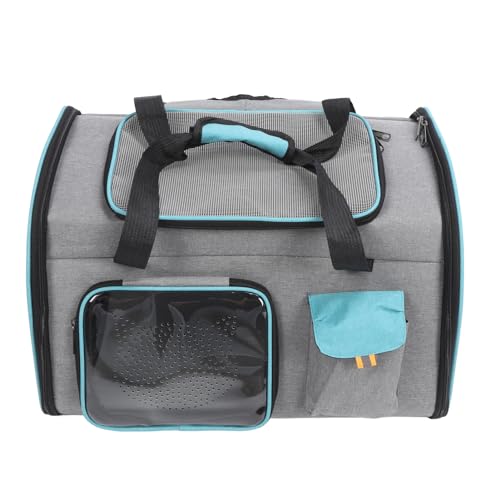 GULEEK Outdoor-Haustiertasche für Katzen und Hunde, tragbare Tragetasche, großer Platz, atmungsaktive Umhängetasche für Katzen und kleine Hunde (Gris y Azul) von GULEEK