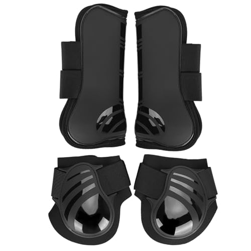 GULEEK Reitsport-Zubehör, Beinwärmer für Pferde, Stiefel, PU-Schale, verdickte Innenpolster, jeweils EIN Paar Vorder- und Hinterbeine (M) von GULEEK