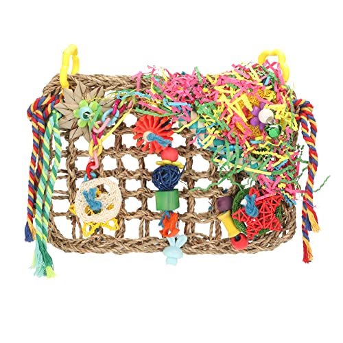 GULEEK Vögel kauen Kletternetz-Spielzeug, Kletternetze, Bunte gewebte Röhren, Luffa-Gras, Draht-Kauspielzeug, Wanddekoration von GULEEK