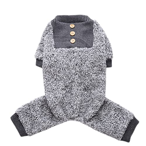 1Pc Pet Kostüm Süßer Druck Muster Welpen Pyjamas Pet Mantel Warme Kostüm für Hund Herbst Winter Pet Overall Weiche Welpen Plüsch Pyjamas Kleidung für Kleine Mittelgroße Hunde,Grau,L von GUOCU