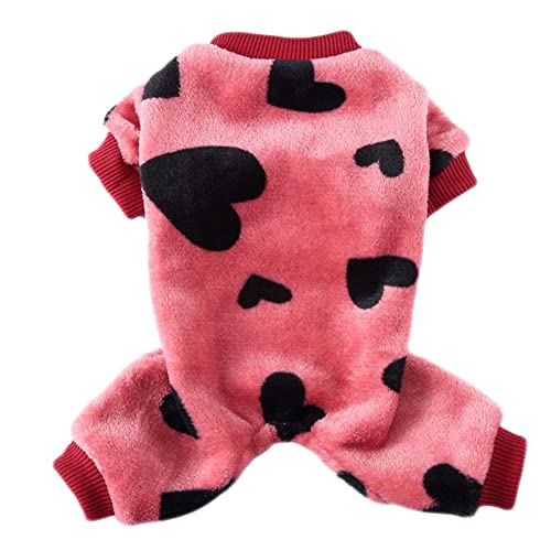 1Pc Pet Kostüm Süßer Druck Muster Welpen Pyjamas Pet Mantel Warme Kostüm für Hund Herbst Winter Pet Overall Weiche Welpen Plüsch Pyjamas Kleidung für Kleine Mittelgroße Hunde,Rosa3,L von GUOCU