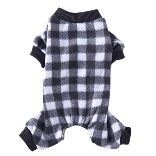 1Pc Pet Kostüm Süßer Druck Muster Welpen Pyjamas Pet Mantel Warme Kostüm für Hund Herbst Winter Pet Overall Weiche Welpen Plüsch Pyjamas Kleidung für Kleine Mittelgroße Hunde,Schwarz,M von GUOCU