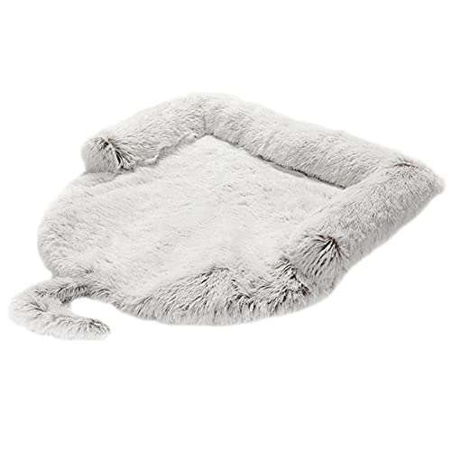 Calming Beds Flauschiges Haustierbett Matte Langer Plüsch Warme Abdeckung Haustiermatte Waschbar Verdickte Pad Haustierdecke Sofakissen für Kleine Große Hunde Katzen,Grau,102×90×20cm von GUOCU