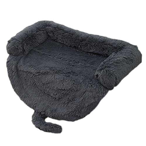 Calming Beds Flauschiges Haustierbett Matte Langer Plüsch Warme Abdeckung Haustiermatte Waschbar Verdickte Pad Haustierdecke Sofakissen für Kleine Große Hunde Katzen,Grau3,76×76×15cm von GUOCU