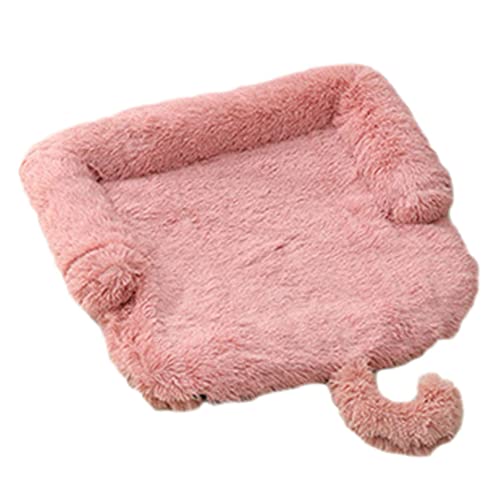 Calming Beds Flauschiges Haustierbett Matte Langer Plüsch Warme Abdeckung Haustiermatte Waschbar Verdickte Pad Haustierdecke Sofakissen für Kleine Große Hunde Katzen,Rosa,120×90×20cm von GUOCU