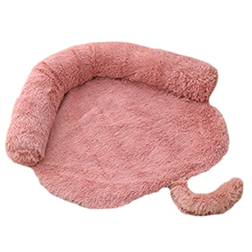 Calming Beds Flauschiges Haustierbett Matte Langer Plüsch Warme Abdeckung Haustiermatte Waschbar Verdickte Pad Haustierdecke Sofakissen für Kleine Große Hunde Katzen,Rund Rosa,120×90×20cm von GUOCU