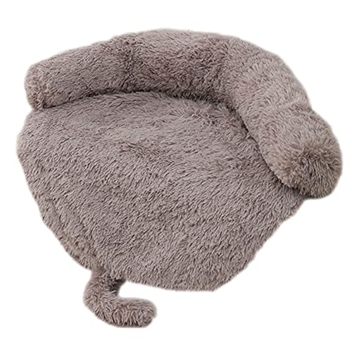 Calming Beds Flauschiges Haustierbett Matte Langer Plüsch Warme Abdeckung Haustiermatte Waschbar Verdickte Pad Haustierdecke Sofakissen für Kleine Große Hunde Katzen,Runde Khaki,120×90×20cm von GUOCU