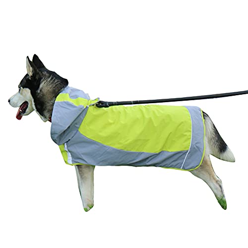 Farbanpassung Haustier Regenmantel Hoodies mit reflektierendem Streifen, Wasserdicht Winddicht Reflektierende Regen Poncho Regenjacke für kleine, Mittelgroße Hunde Grün 6 von GUOCU