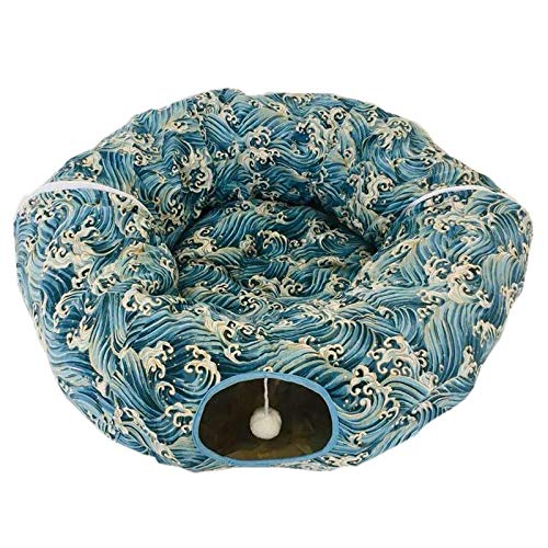 GUOCU 2 in 1 Katzenbett Katze Hund Kaninchen Welpen Spielen katzenspielzeug Tunnel Übungsaktivität Spielzeug,Blau 2,Style 2 von GUOCU