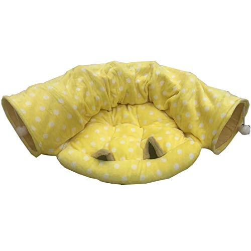 GUOCU 2 in 1 Katzenbett Katze Hund Kaninchen Welpen Spielen katzenspielzeug Tunnel Übungsaktivität Spielzeug,Gelb 1,Style 1 von GUOCU