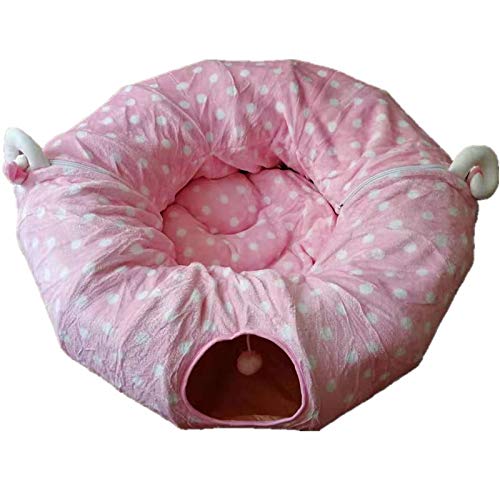 GUOCU 2 in 1 Katzenbett Katze Hund Kaninchen Welpen Spielen katzenspielzeug Tunnel Übungsaktivität Spielzeug,Pink 1,Style 2 von GUOCU