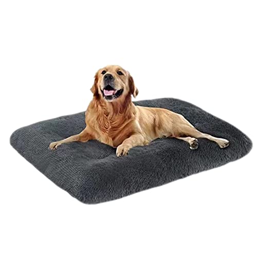 GUOCU Deluxe Plüsch Hundebett Haustierkissen Einfarbig Haustierbett mit Rutschfester Boden Waschbarem Weiche Warme Flauschige Haustiermatte für Hunde Und Katzen Universal,Grau,65×48cm von GUOCU